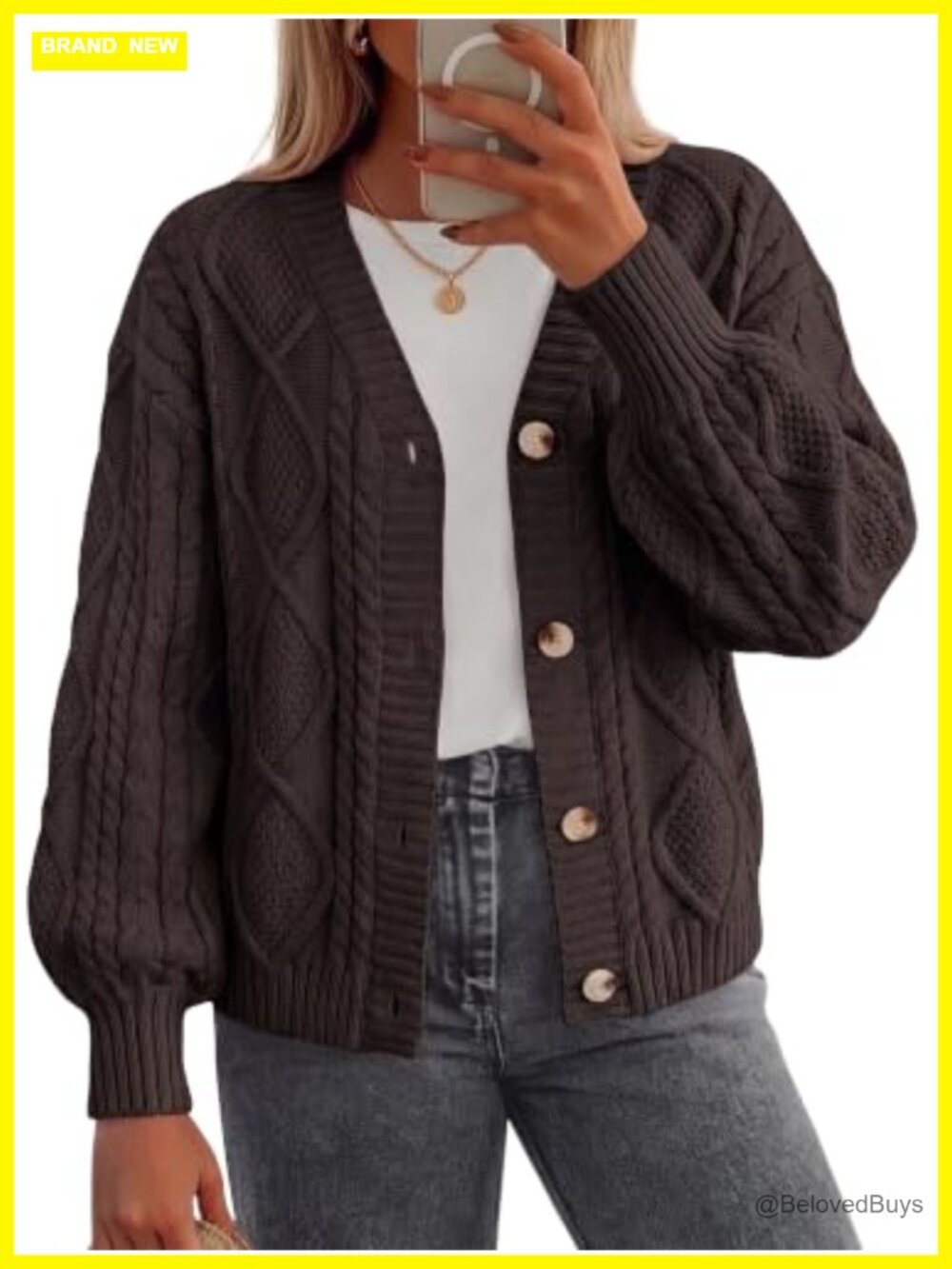 Womens Chunky Cable Knit Open Front Cardigan Sweater Long Sleeve